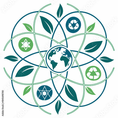 Environmental Protection Abstract Symbol  White Ba Vector Illustration