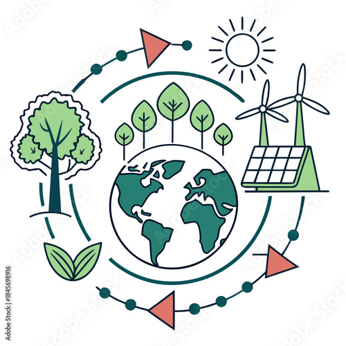 Sustainable Development Concept Illustration  Flat (3) Vector Illustration