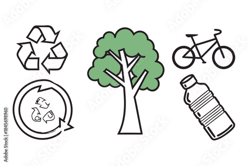 Eco Friendly Lifestyle Icon Set  Minimal Vector  W (3) Vector Illustration