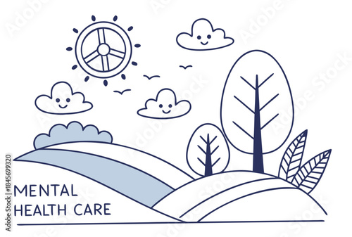 Mental Health Care Concept Illustration  Calm Mini Vector Illustration