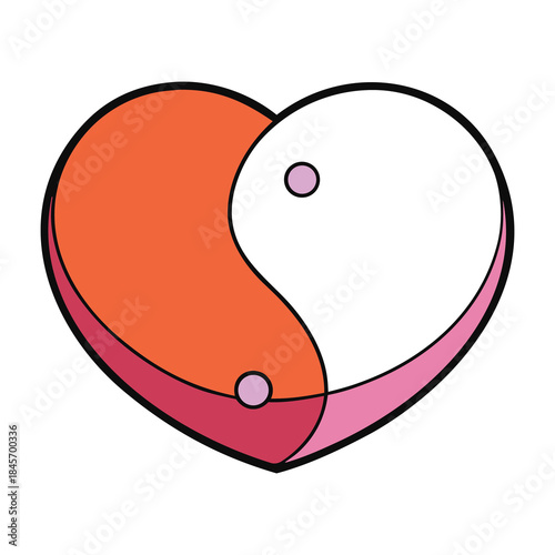 A yin and yang heart symbolizes balance in love, blending light and dark emotions in harmony, expressing unity, peace, and connection through opposing yet complementary forces.

