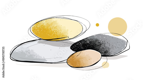 Serene Minimalist Beach Pebbles Vector Illustration