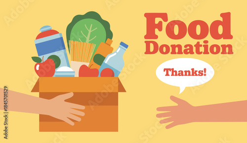 Food donation and charity vector illustration