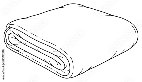 A rolled up blanket on a plain , bath towel, blanket, cloth, draw, drawing, illustration, pillow, roll, sketch, towel, wrap, against transparent background