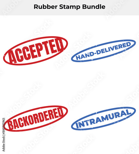 Distressed Stamp Set with Accepted, HandDelivered, Backordered, and Intramural