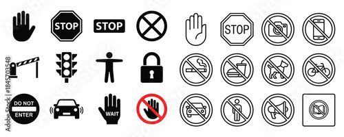 Prohibition signs and stop elements vector illustration regulatory warnings