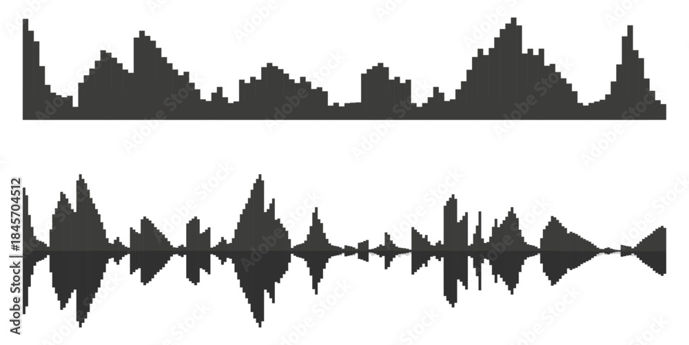 Obraz premium Minimal Abstract Audio Waveform Vector – Digital Sound Wave Spectrum, Frequency Pulse, Voice Amplitude Signal Illustration for Music Production, Audio Editing, Podcast Visualization, and Modern Media