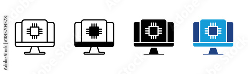 Technology icon set multiple style collection