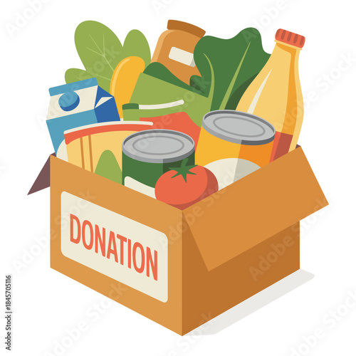 Food and grocery donation vector illustration