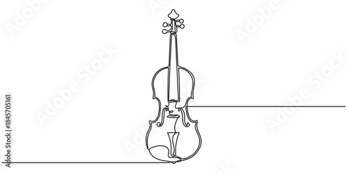 Violin continuous one line drawing. Classic violin music instrument single line art illustration. Editable vector. one line Icon drawing with white background, pro 