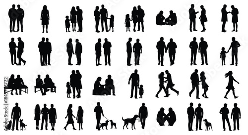 African Savannah Animals Silhouette Collection Vector, Wildlife Elephant Rhino Giraffe Lion Zebra Herd Set, Big Game Safari Elements