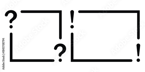 Question Mark Frame Icon Set – Minimal FAQ Boxes with Question and Exclamation Symbols in Flat and 3D
 Vector Style