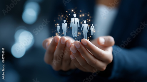 Empowering teams through strategic human resource management heavily defocused corporate background business success representation employee development optimization workforce
