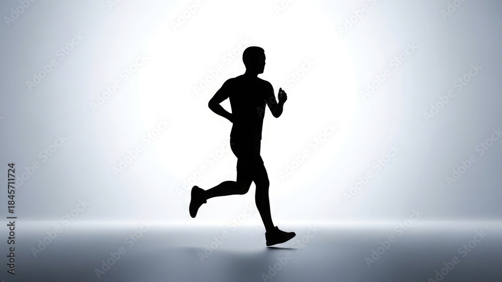 Obraz premium Silhouette of a man running on a white 3d isolated on white background 2025 2026 download 1