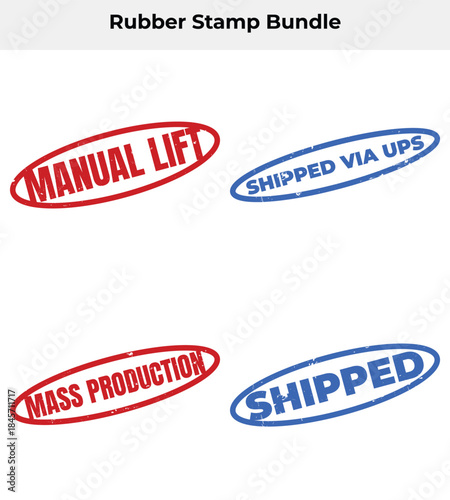 Rubber Stamps Set Featuring Text on White Background Manual Lift Shipped