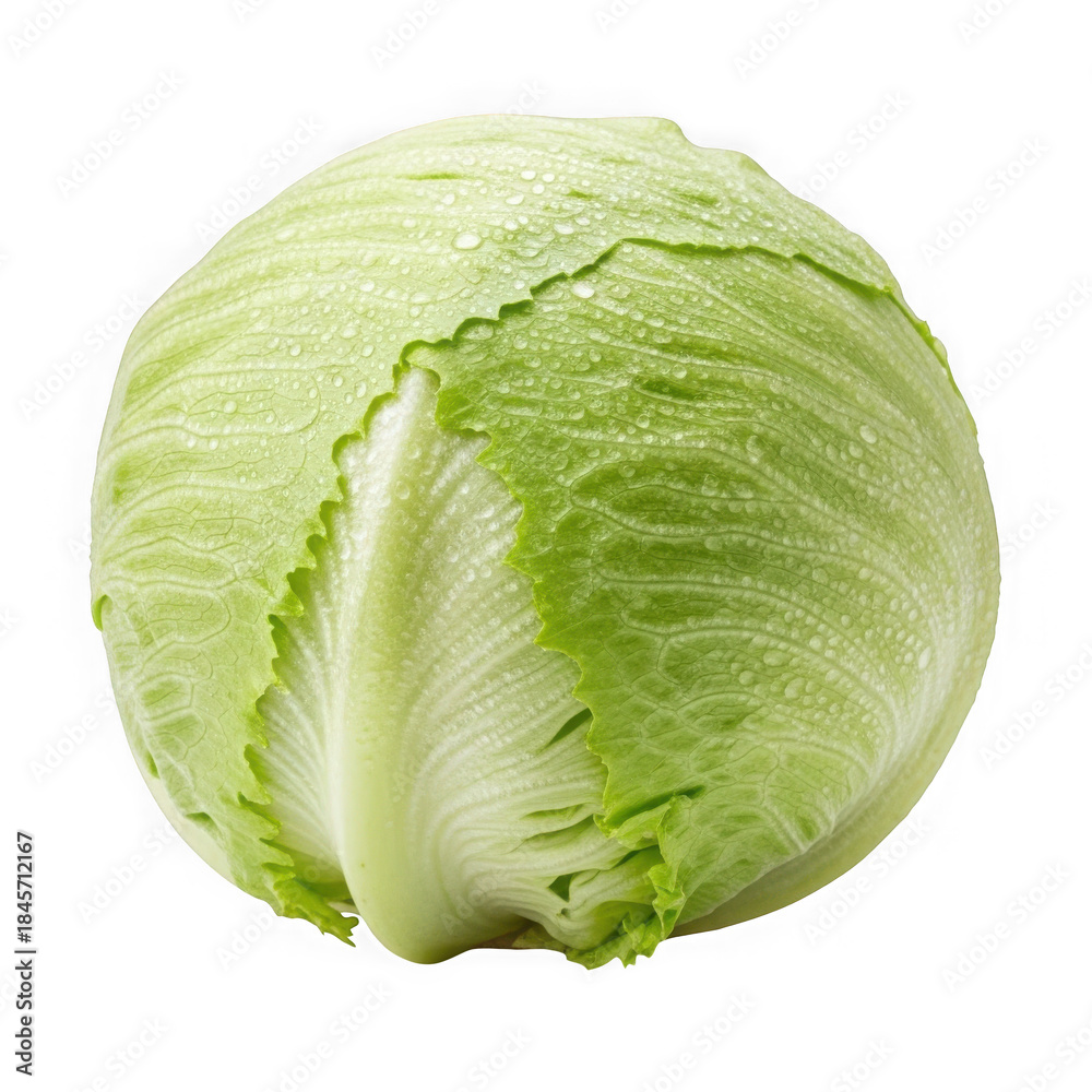 Fototapeta premium Fresh iceberg lettuce isolated on transparent background
