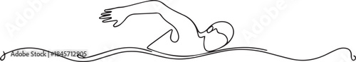 One continuous line drawing of Marathon Swimming sports vector illustration. one line Art icon drawing