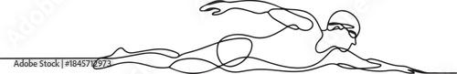 One continuous line drawing of Marathon Swimming sports vector illustration. one line Art icon drawing
