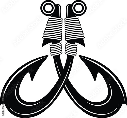 Two Crossed Fishing Hooks with Wrapped Handles symbol