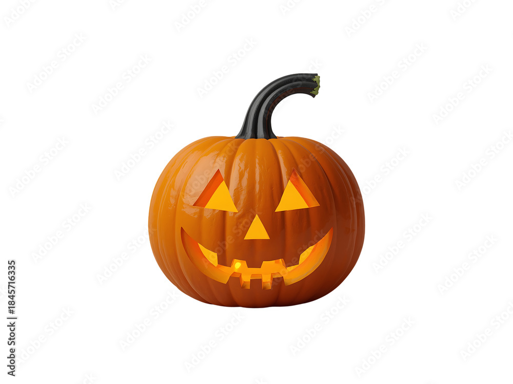 Fototapeta premium Illuminated Jack O Lantern on black background