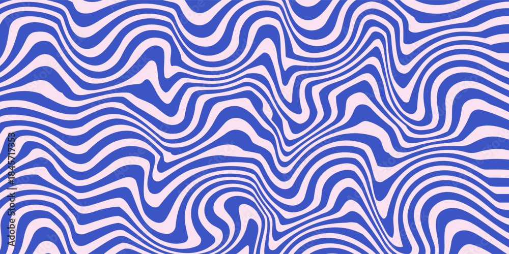 Obraz premium Abstract Wavy Fluid Pattern – Psychedelic Optical Illusion Background Vector.