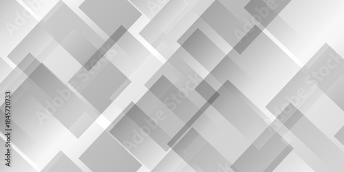 Abstract vector gray and white tech technology transparent square rectangle shape. seamless geometry paper triangle background. Space design concept. Decorative web layout design.