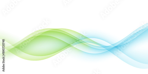 Abstract Green and Blue Wavy Lines Background. Fluid Flowing Water and Nature Pattern. Health and Energy Backdrop.