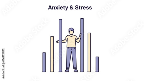 Anxiety and stress in data visualization representing human pressure and mental health