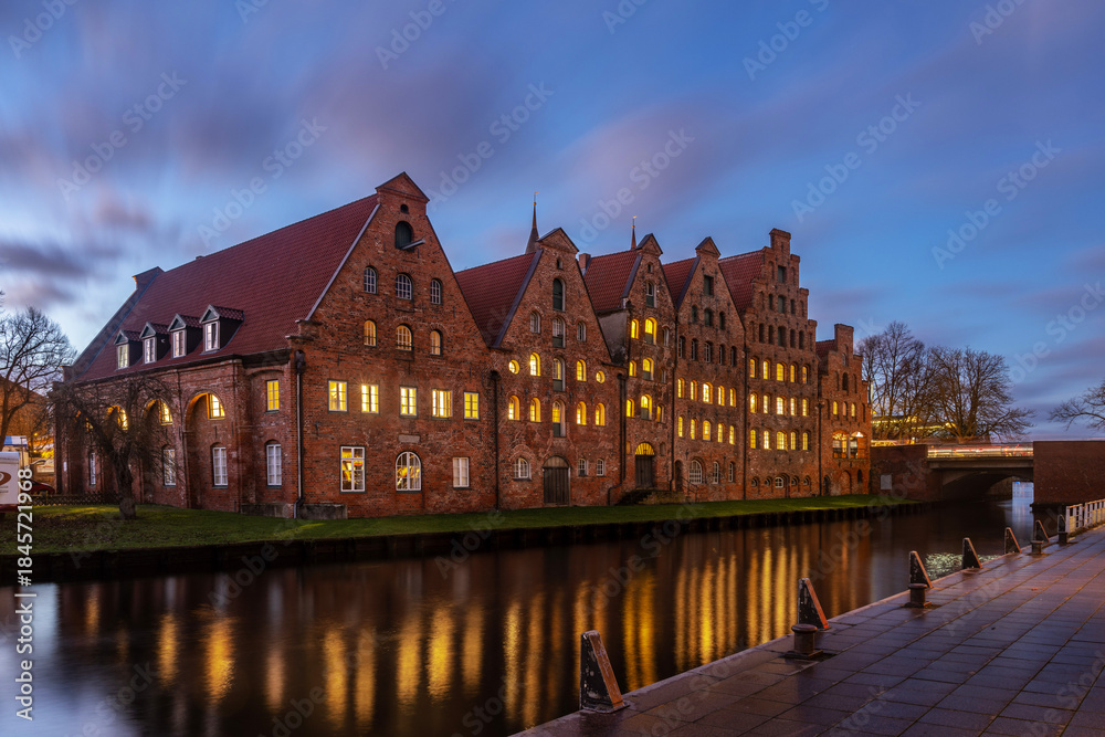 Fototapeta premium View of Lübeck in the evening after sunset. Germany, Europe.
