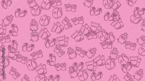 Seamless looping pink background of baby icons animation.