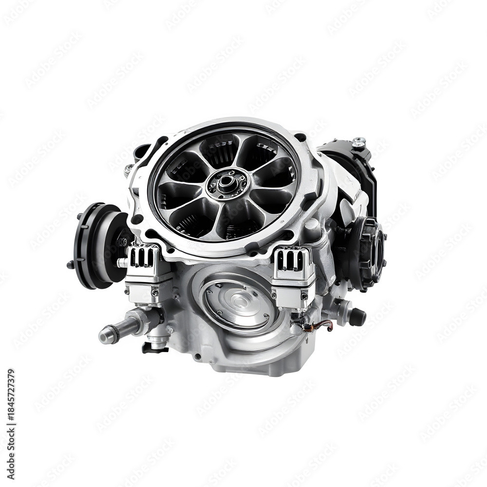 Obraz premium Engine Timing Cover Aligned with Engine Block Cutaway