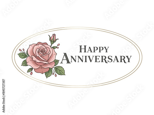 Elegant Anniversary Rose Card Design with Delicate Floral Accents