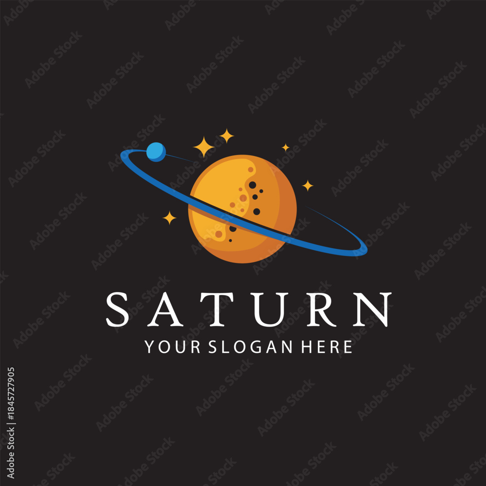 Obraz premium design of planet saturn with stars isolated on black background