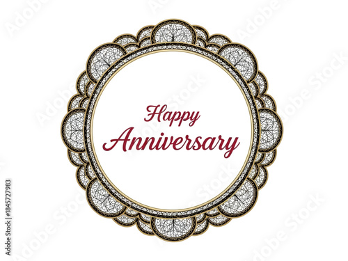 Elegant Anniversary Greeting with Circular Lace Border Design