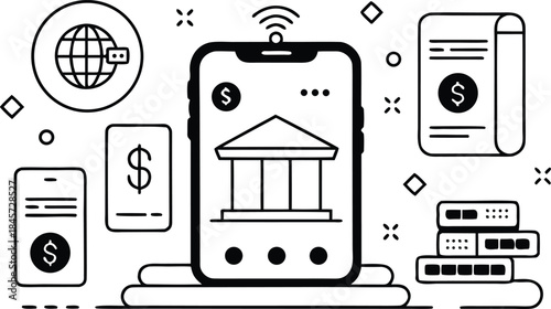 Mobile Banking and Online Finance Icons money