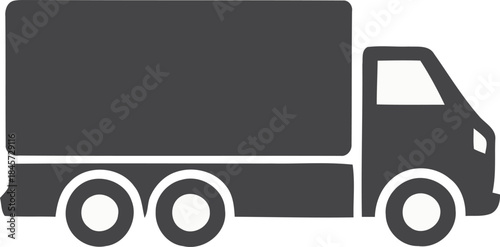 Simple dark grey delivery truck icon representing logistics and shipping services