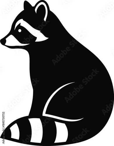 Raccoon silhouette isolated on transparent background