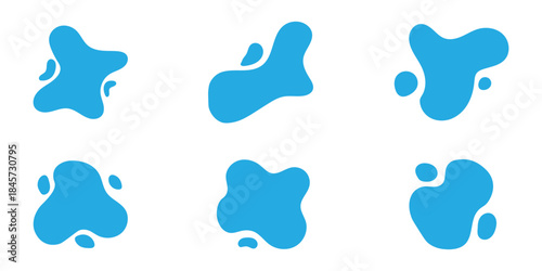 Collection of blue organic blob shapes in various. Random blob shape. vector illustration .