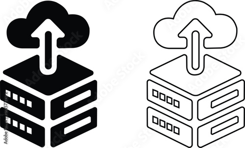 Cloud data upload icon server or database storage synchronization symbol
