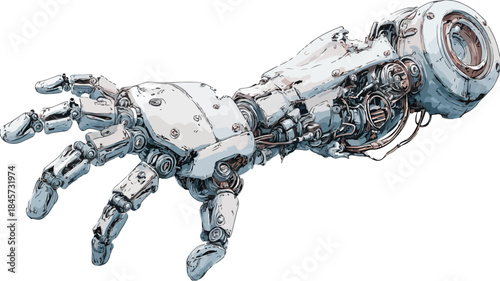 Broken Robot Illustration with Two Broken Arms