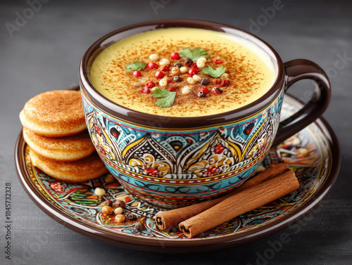 Atole Mexican drink in a cup