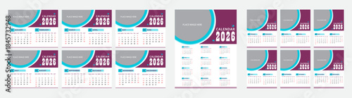 Minimalist 2026 desk calendar and wall calendar templates design