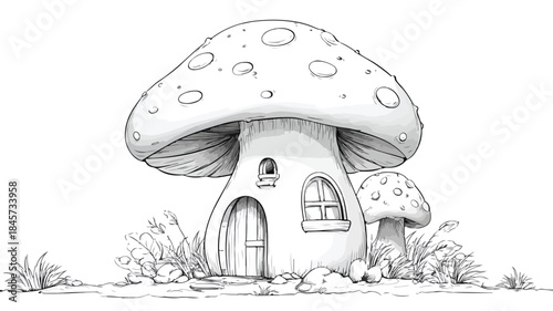 Enchanting Mushroom House Vector Illustration for Fantasy Designs