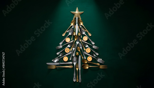Elegant Christmas Dinner Tree of Silverware