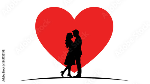 Romantic silhouette of a girl with a heart vector illustration for Valentine's Day