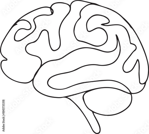 Human Brain Side View Line Art Smart Medical Logo Idea