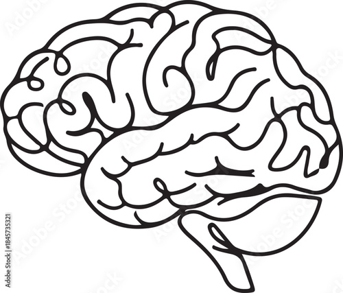 Creative Genius Brain Line Drawing Health Science Identity