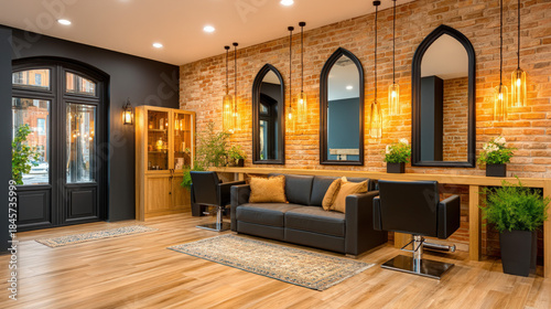 Hair salon with copper acce...