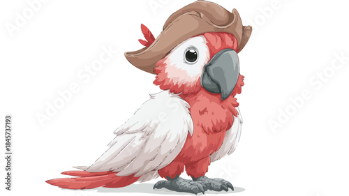 Adorable Parrot Pirate Hat Vector Cartoon Icon for Designs and Projects