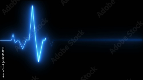 Vászonkép Bright blue glowing heartbeat line graph on a dark Generate title without using the word Title: before it